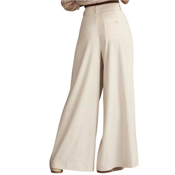 Anthropologie Maeve The Avery Pleated Wide Leg Trousers Linen Edition Size 8 - Picture 4 of 9